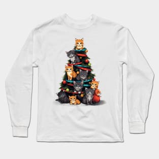 Cat Christmas Tree Long Sleeve T-Shirt